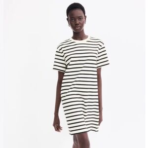 Black and Cream Striped T-Shirt Dress